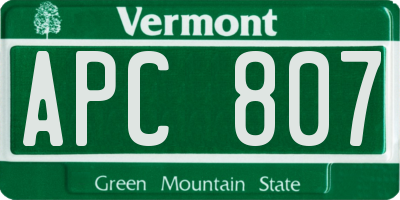 VT license plate APC807