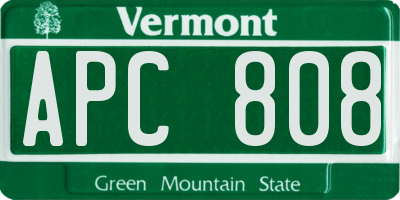 VT license plate APC808