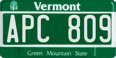 VT license plate APC809