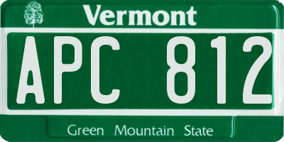 VT license plate APC812