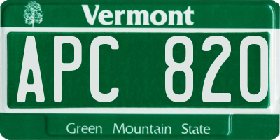 VT license plate APC820