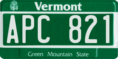 VT license plate APC821