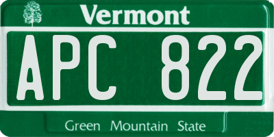 VT license plate APC822