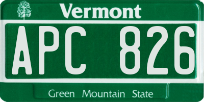 VT license plate APC826