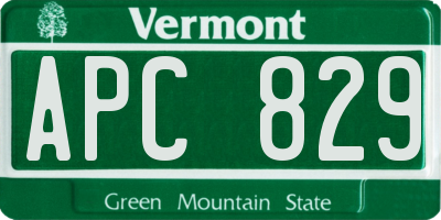 VT license plate APC829