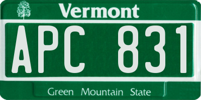 VT license plate APC831