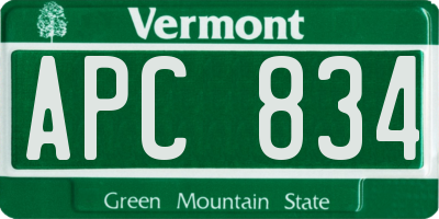 VT license plate APC834