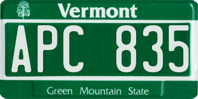 VT license plate APC835