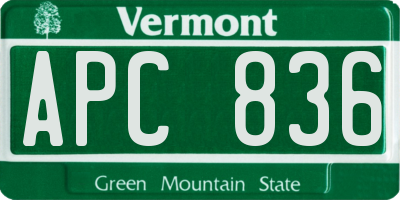 VT license plate APC836