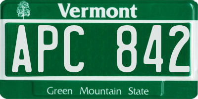 VT license plate APC842