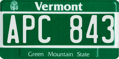 VT license plate APC843