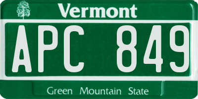 VT license plate APC849