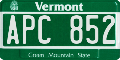 VT license plate APC852