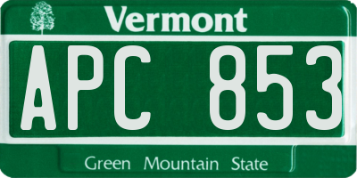 VT license plate APC853