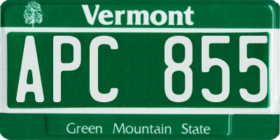 VT license plate APC855