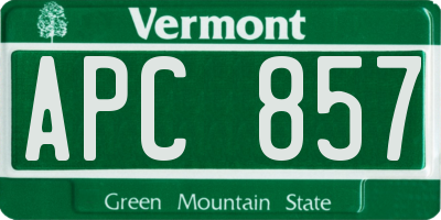 VT license plate APC857