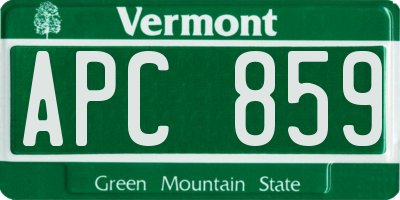 VT license plate APC859