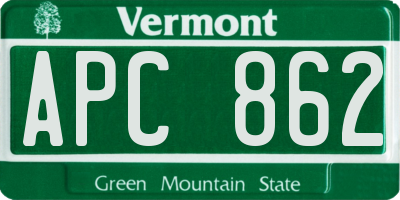 VT license plate APC862