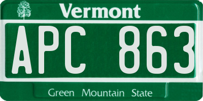 VT license plate APC863