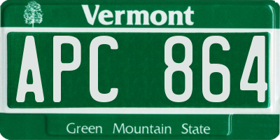 VT license plate APC864