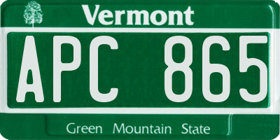 VT license plate APC865