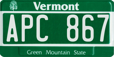 VT license plate APC867