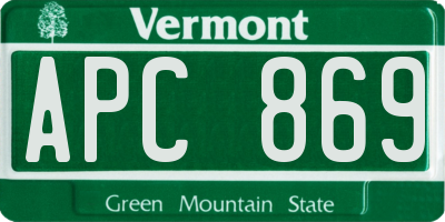 VT license plate APC869