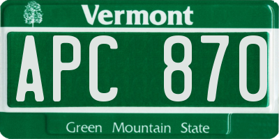 VT license plate APC870
