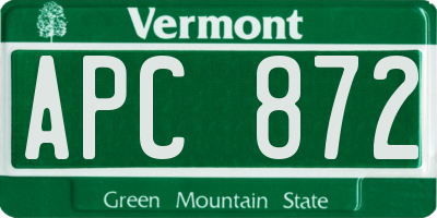VT license plate APC872