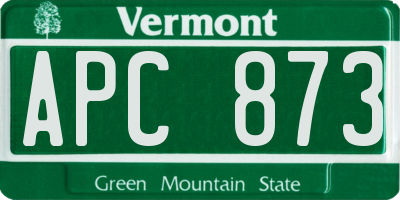 VT license plate APC873
