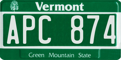 VT license plate APC874