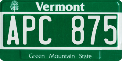 VT license plate APC875