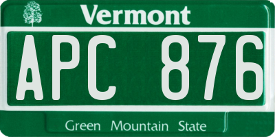 VT license plate APC876