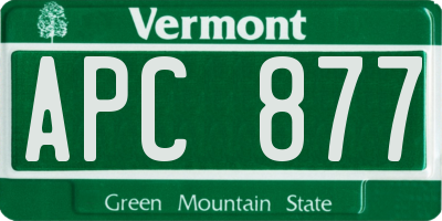 VT license plate APC877