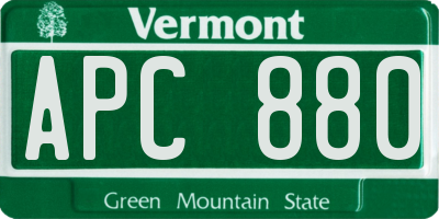 VT license plate APC880