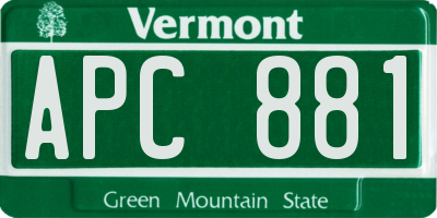 VT license plate APC881