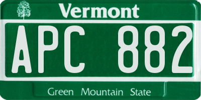 VT license plate APC882