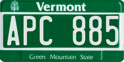 VT license plate APC885