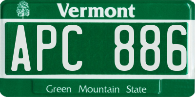 VT license plate APC886