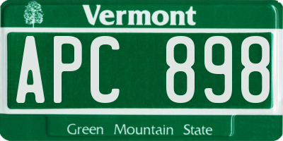VT license plate APC898