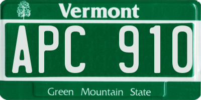 VT license plate APC910