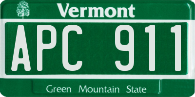 VT license plate APC911