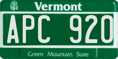 VT license plate APC920