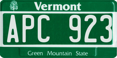 VT license plate APC923