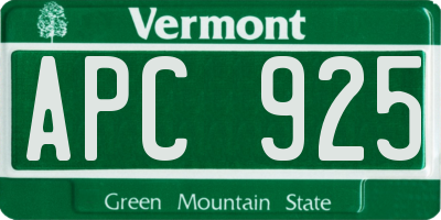 VT license plate APC925