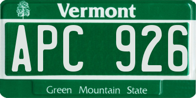 VT license plate APC926