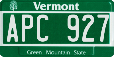 VT license plate APC927