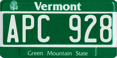VT license plate APC928