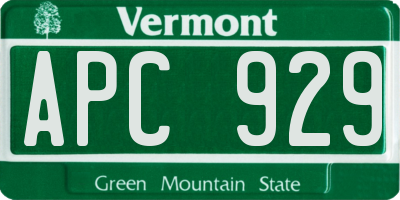 VT license plate APC929