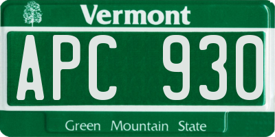 VT license plate APC930